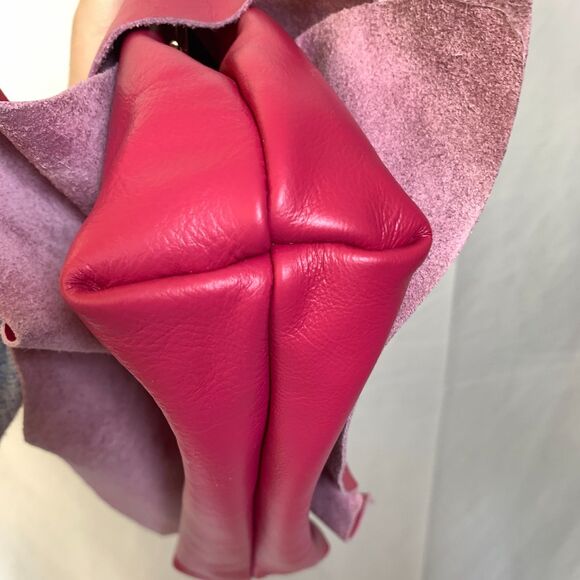 Fiordaliso Made In Italy Pink Leather Layered Clutch Crossbody Bag - Picture 11 of 16